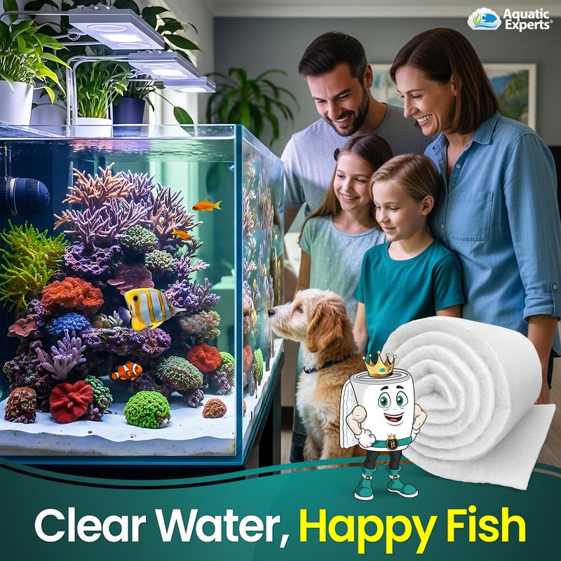 Aquatic Experts Aquarium Filter Floss for Fish Tank Filters - FilterFirst Aquarium Filter Pad - Media Roll for Crystal Clear Water, 12" x 12' x Â½ to Â¾ Thick - Image 2